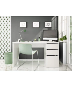 SCRIVANIA "STYLUS" BIANCO ARTICO 2 CASSETTI E 1 ANTA, 74X138X60 CM